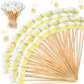 Tioncy 100 Pcs Beer Cocktail Picks 4.7 Inch Beer Cocktail Toothpicks for Appetizers Decorative Bamboo Skewers Oktoberfest Decorations Fruit Food Picks for Party Supplies