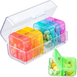 Organizador de Pastillas, Pastillero Semanal, Organizador para Medicamentos con 14 Compartimentos Separado, para por La Mañana y Noche,Pill Organizer de Viaje portátil