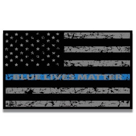 Magnet Me Up Thin Blue Line Distressed Blue Lives Matter American Flag Car Magnet Decal, 5x8 Inches, Heavy Duty for Car Truck SUV Waterproof, Support of Police and Law Enforcement Officers