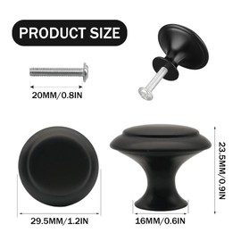 Kitchen Cabinet Knobs ，Cabinet Knobs, 25Pcs Black Cabinet Knobs, Durable and Lightweight, Suitable for Cabinets, Dressers, Cupboards Quality Knobs for Cabinets Drawers（ with 25 Fixing Screws）