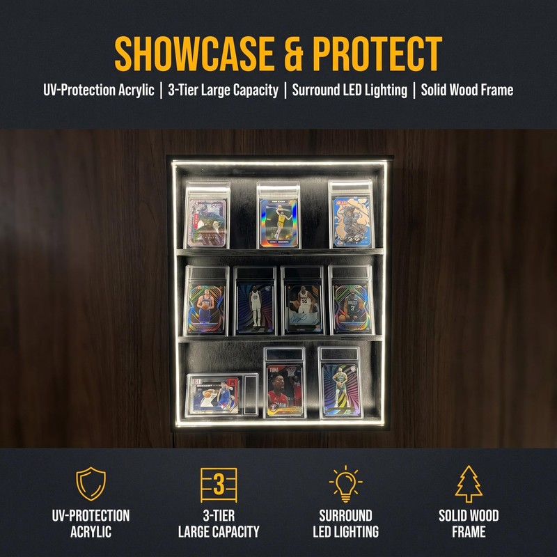 LuxRound Trading Card Display Case, Acylic Graded Sports Card Display