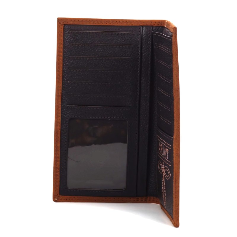 Ariat Rodeo Wallet Emboss Shield & Script Medium Brown, Leather