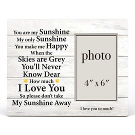 Nurawo Wooden Photo Frame Gift for Women Men, Gifts for Mom Dad Grandma Wife Husband Girlfriend, You Are My Sunshine Wood Picture Frame for Tabletop or Wall Display (for 4x6 Photo)