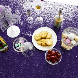 JYFLZQ Purple Sequin Tablecloth 50" x 80" Rectangular Sparkly Drape Table Cloths Table Cover Overlay for Wedding Birthday Party Baby Bridal Shower