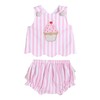 Lil cactus Pink Stripe Cupcake Applique Top and Bloomer Set,