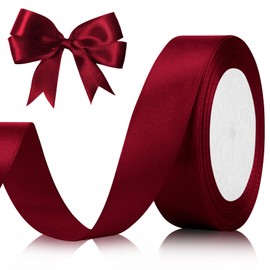 Red Ribbon for Gift Wrapping 1 Inch 25 Yds Satin Ribbons for Hair Wine Ribbon Burgundy Ribbons for Crafts Wedding Decor Flower Bouquet Chirstmas Hair Bows Sewing, Teacher