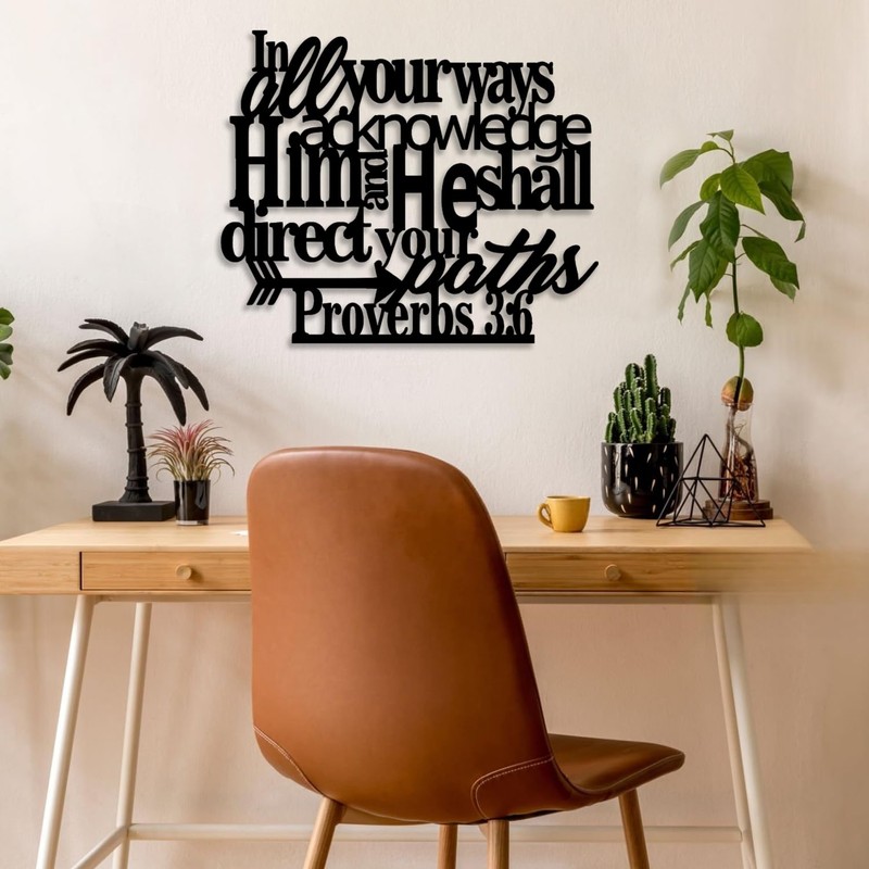 LIYOUYA Proverbs 3:6 Metal Wall Decor - Scripture Motivational Christian