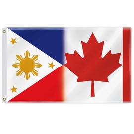 3×5 FT Canada Philippines Combo Flag,Large Canadian Filipino Decor,Double Side Digital Printed 150D Polyester Banner With Canvas Header Brass Grommet For Outdoor Indoor Parade Car