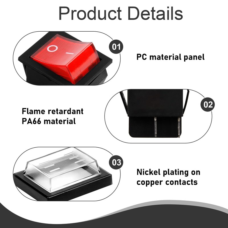 4PCS Rocker Switch ON-OFF DPST 4 with Waterproof Cover, Red