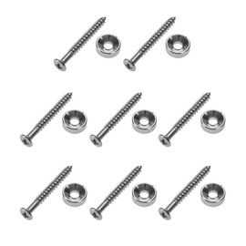 OTOTEC 8 Sets Electric Guitar Bass Neck Mounting Screws 44.5x 4.5mm Metal Ferrule Bolt Joint Bushings Bolts for Electric Acoustic Guitar Bass, Silver