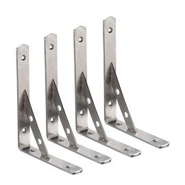 Deezio Heavy Duty Stainless Steel Brackets Floating Shelves Shelf Bracket Corner Brace Support Wall Hanging, Pack of 4(200x140x4mm)