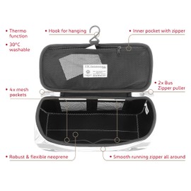 Brisa VW Collection Universal Toiletry Bag in VW T1 Bulli Bus Design Neoprene Grey