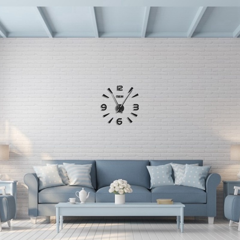 Frameless Wall Clock Sticker Mirror Surface Living Room Bedroom Office