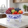 XINGYAN 10in Blue and White Ceramic Fruit Bowl,Chinoiserie Decorative Bowl,Three-Legged
