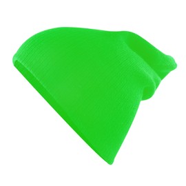 American Trends Kids Beanie Warm Knit Beanie Hats Boys Girls Winter Hat Soft Slouchy Hats for Kids, Neon Green, Small