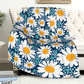 Daisy Blanket，Daisy Throw Blanket,This Throw Blanket with Daisy Flowers Design is Soft, Warm, and Cozy, Perfect Daisy Gift for Kids & Adults - 50" x60