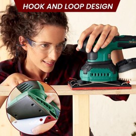 MOLENCO Sanding Sheets, 35pcs Detail Sander Pads, 93x185mm Multi Tool Sanding Pads, Detail Sander Pads for Rectangular Sander, 40 60 80 120 240 Grits - 8 Holes