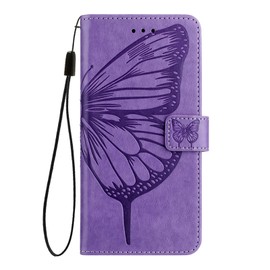 Asdsinfor Case for TCL 30 XE 5G, PU Leather Folio Flip Wallet Case with Credit Cards Holder Kickstand Magnetic Closure Protective Cover for TCL 30 XE 5G,Light Purple Butterfly YB