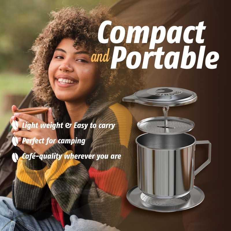 Birdee Vietnamese Coffee Dripper - 12 oz, Stainless Steel, Medium
