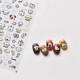 Dedyel 5D Embossed Cute Nail Art Stickers Cartoon Kawaii Design Anime Self Adhesive Nail Stickers for Women Kids Girls Nails Art Decorations