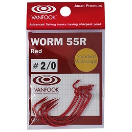 ヴァンフック(Vanfook) ワーム55 WORM-55R (オフセットフック) #2/0 レッド