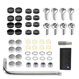 SLIMI 54 PCS License Plate Screws Kit, License Plate Mounting Hardware Kit, Anti-Theft Steel Tag Frame Fasteners, Universal Auto Fasteners for Most Cars, SUVs, Trucks (Silver)