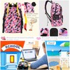 3Pcs Geometric Print Kids Backpack Set for Girls with Lunchbox,