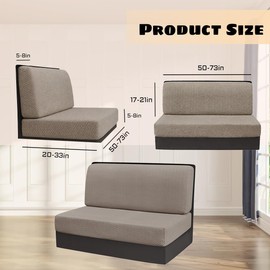 RV Couch Covers for Sofa Bed 2 Piece Stretchable Jackknife Sleeper Sofa Protectors, for RV Home Living Room,RV Owners Pet Families (Khaki)