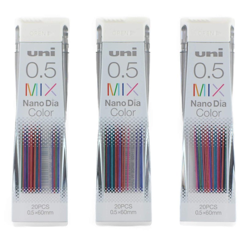 Uni Mechanical Pencil Lead Nano Dia 0.5mm, Color Mix, 20