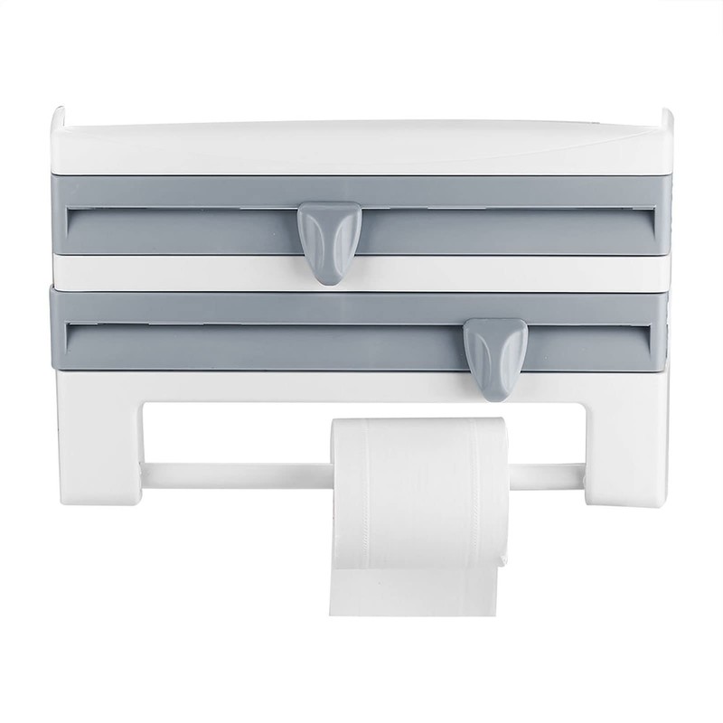 Paper Holder Storage Rack, Wall Mounted Plastic Wrap Foil Dispenser