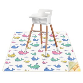 Splash Mat for Under High Chair/Arts/Crafts, 43.3” Waterproof Splat Mat, Easy Clean Spill Mat with Anti Slip Bottom Washable, Baby Mess Mat, Table Cloth