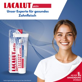 Lacalut LACALUT AKTIV ZAHNFLEISCHSCHUTZ & SANFTES Weiß ZAHNCREME, 75ml Zahnpasta, sofort spürbare Straffung und Festigung des Zahnfleischs, Zahncreme für natürlich weiße Zähne, 1 x 75ml