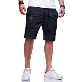 Tansozer Men's Summer Chino Shorts with Elasticated Waist, darkblue