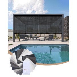 Kincmo Motorized Outdoor Shades for Patio Porch, Custom Outdoor Motorized Blinds with Remote, Waterproof & Windproof Patio Shades Work with Apple Home,Alexa,Google (1% 3% 5% Openness Fabric Samples)