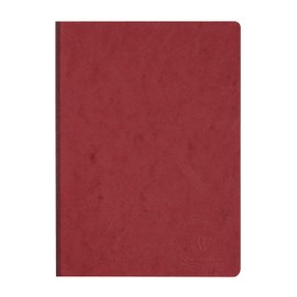 Clairefontaine - Ref 791422C - Age Bag Clothbound Notebook (192 Pages) - A4 Size, Squared Rulings, 90gsm Brushed Vellum Paper - Red Leather Effect Cover