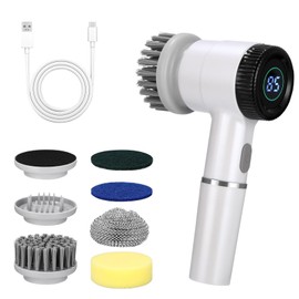 Electric Spin Scrubber, Electric Cleaning Brush, Power Scrubber for Cleaning Bathroom Kitchen (White)
