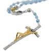 St. Brigid Beautiful Blue Glass Rosary | Gold-Tone and Silver-Tone