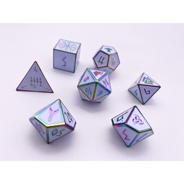 Norse Foundry Set of 7 Ice Storm Norse Series Full Metal Polyhedral Dice RPG Math Games DND Pathfinder …