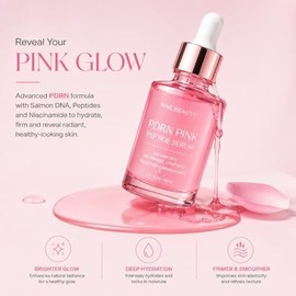 PDRN - Suero peptídico rosa con ADN de salmón, suero rosa brillante con niacinamida y péptidos para hidratación y reafirmación de la piel, soporte de 