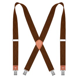 CEAJOO Mens Suspenders Heavy Duty 1.4 Inch X-Back Adjustable Elastic Braces with Strong Clips and Straps Brown Plaid 43"