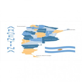 Lunarable Political Map Pencil Pen Holder, Argentina Country Geography Look Cities with Written Names Flag, Ceramic Pencil Holder for Desk Office Accessory, 3.6" X 3.2", Blue Pastel Brown White