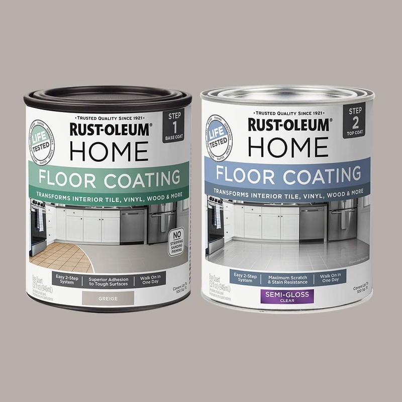 Rust-Oleum 367602 Home Interior Floor Coating Kit, Semi-Gloss Greige