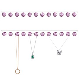 Acrylic Necklaces Holder Wall Mounted Necklace Hangers Hanging Jewelry Organizer with 12 Hooks, Clear Jewelry Hangers for Necklace Organizer for Girls Women, Necklace Hooks for Wall (Purple, 2 Pack)