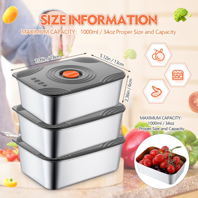 Layhit 16 Sets 34oz Stainless Steel Food Storage Containers with