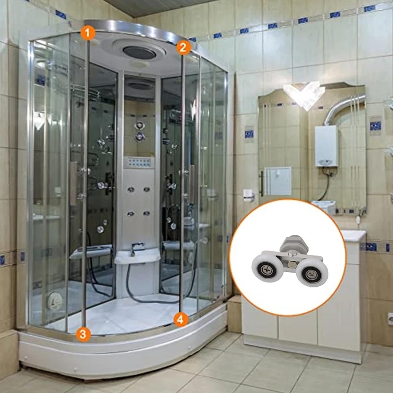 Leliafleury 4PCS Double Sliding Roller 19mm Shower Door Rollers Shower