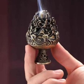 Bronze Mini Incense Burner Stove,Zen Boshan Incense Burner Home,Copper Mountain Statue,Vintage Charcoal Stove for Home Decoration Room Tea House Incense Holders