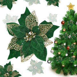 Louiesya Paquete de 12 adornos para árbol de Navidad con brillantina de pascua, decoración de Navidad (verde)