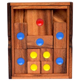Khun Pan Medium, Escape Puzzle Game Medium in a Wooden Box, Puzzle Wood Sliding Game, Puzzle Box, Khun Phaen, Parking, Concentration Game, Entertainment Game, Travel Game, IQ Puzzle