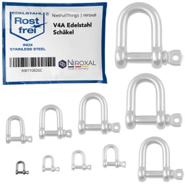 4 pieces 4 mm stainless steel round shackles made of V4A short straight robust shape breaking load 700 kg shackle 4 x 14 mm corrosion-free