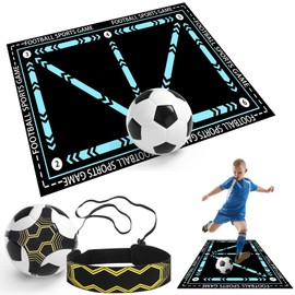 Soccer Training Mat with Adjustable Soccer Return Trainer - Non-Slip Soccer Training Equipment for Kids, Enhances Speed & Agility at Home/School, Ideal Soccer Gift for Young Athletes